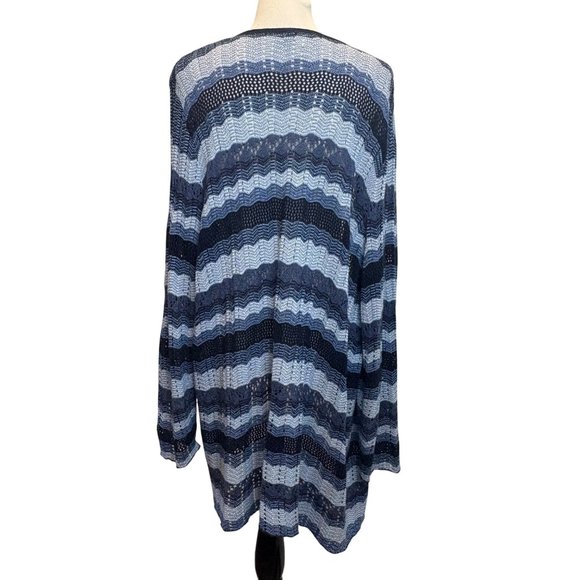 Open-Front Cardigan Sweater 2X CJ Banks Blue Navy Lightweight Open Weave - Picture 3 of 8